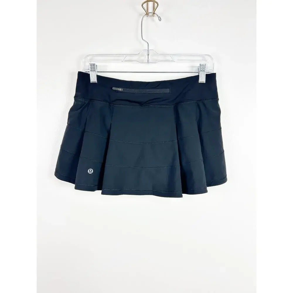 Lululemon Black Pace Rival Mid-Rise Skirt Size 6
